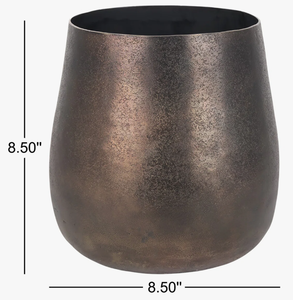 Pot de fleurs rond classique en aluminium brun foncé, finition artisanale, compatible lave-vaisselle, écologique, empilable, vaisselle - Product Image 6