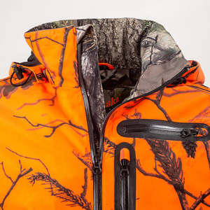 Chaquetas y pantalones de caza impermeables, transpirables, resistentes y con aislamiento térmico, de camuflaje naranja, personalizados por OEM, chaqueta softshell de invierno. - Product Image 5