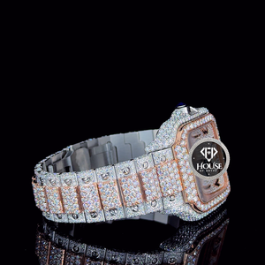 Reloj de Cuarzo Cuadrado con Diamantes VVS Unisex, Correa de Acero Inoxidable, Visualización de Fecha, Reloj de Moda de Lujo Estilo Hip Hop - Product Image 2