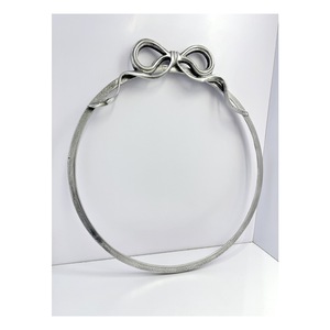 Large <b>Round</b> Aluminium Bow Mirror <b>Frame</b> Cast Metal Wall Decorative Ribbon Top Gallery Wall Home Decorative Mouldings - Product Image 3