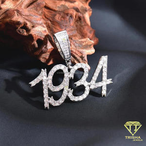 Factory 1934 Custom Hip Hop Initial <b>Number</b> Pendant Micro Pave Moissanite Iced Out Year Name Pendant - Product Image 3