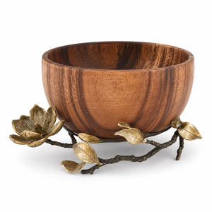 Nouvelle Arrivée Bol en Bois d'Acacia avec Base en Feuille d'Or, Bol de Service Décoratif, Décoration de Centre de Table - Product Image 4