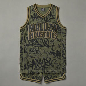 ชุดบาสเก็ตบอลตาข่ายลายกราฟฟิตีพรีเมียม MALUZA ชุดทีมสั่งทำพิเศษ สไตล์อเมริกาและยุโรป แฟชั่นทันสมัย - Product Image 1