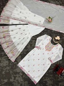 Salwar Kameez indien cousu en viscose pure, imprimé en faux georgette, séchage rapide, décontracté, tendance pour femmes, ensemble de fête - Product Image 6