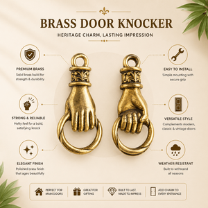 Battant de porte artisanal en laiton de qualité supérieure – Accessoire décoratif de style antique pour porte d'entrée, idéal pour les maisons patrimoniales et rustiques - Product Image 4