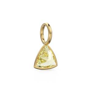 Lemon Quartz 5mm 14k Yellow <b>Solid</b> <b>Gold</b> Charm <b>Pendant</b> Bezel Jewelry Finding / June Birthstone / Trillion Cut Yellow Gemstone / - Product Image 5