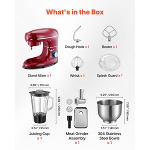 Batidora Eléctrica de Cocina de 6 QT, 660W, con 6+ Velocidades, Cabezal Inclinable, Vaso Mezclador de 1.6 QT, Acero Inoxidable - Product Image 3