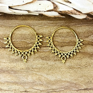 New Arrival Boho Brass Hoop Earrings Women 18K Gold Plated Beaded <b>Chandeliers</b> Bohemia Style Party Wholesale/OEM/ODM - Product Image 1