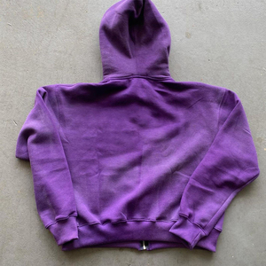 เสื้อฮู้ดซิปโอเวอร์ไซส์สีชมพูพื้น ผ้าฟลีซคอตตอน 100% หนัก 400 กรัม ระบายอากาศได้ดี สไตล์สตรีทแวร์ สำหรับผู้ชาย ล้างสีแบบแอซิดวอช  รับสั่งทำ - Product Image 3
