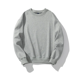Sweat-shirt uni à col rond en coton à manches longues pour homme, personnalisable avec logo brodé, coupe oversize, vente en gros - Product Image 4