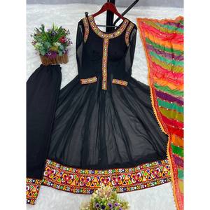 Designer Polyester Anarkali Gown with Beautiful Dupatta XL Party Wear Salwar Kameez - Product Image 5