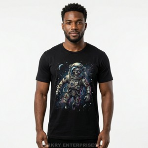 Camiseta Personalizada para Hombre con Estampado Gráfico de Calavera de Astronauta, Camiseta de Algodón con Diseño de Galaxia, Ropa Urbana, Fábrica de Camisetas para Hombre - Product Image 1