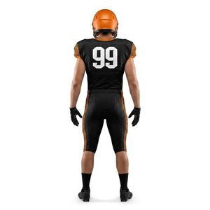 Camiseta de Fútbol Americano Personalizada de Moda para Hombre, Manga Corta, Cuello en V, Negra y Naranja, Sublimada, Absorbente de Humedad, Ajustada, Uniforme para Adultos - Product Image 2