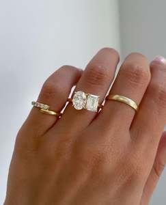Anillo Toi et Moi Moderno con Diamantes de Corte Redondo y Ovalado de 1.00CT Cada Uno, Cultivados en Laboratorio, Oro Sólido de 14K, para Bodas, Fiestas y Ocasiones Especiales - Product Image 2