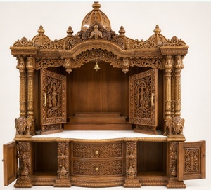 Bigger Size Wooden Mandapam for Home Customized Dome Style Wooden Pooja <b>Mandir</b> Cabinet Unit Hand-Carved Hindu Temple Australia - Product Image 5