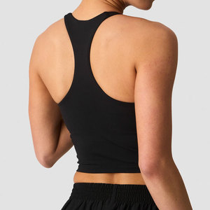 Slim Yoga High Elasticity Quick Dry Fitness Sports Athletic Cropped Tank <b>Top</b> Custom Plain Solid Color V Neck <b>Vest</b> <b>Top</b> - Product Image 5