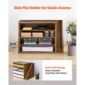 4-Compartment Wooden Mailbox Sorter Office Literature Organizer with Detachable Side Vertical <b>Storage</b> <b>File</b> Trays - Product Image 3