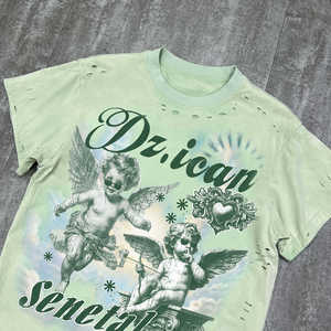 เสื้อยืดสตรีทแวร์คุณภาพสูง ผ้าฝ้าย พิมพ์ลายตามสั่ง เนื้อผ้าหนา ทรงโอเวอร์ไซส์ ลายกราฟิก สำหรับผู้ชาย - Product Image 3
