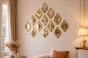 Stylish Zig Zag Gold Finished Mirror Perfect For Interior Statement Piece Creates A Bold Focal Point In Modern Spaces From India - Product Image 2