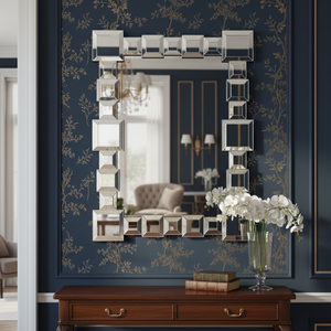 Miroir mural rond de 32 pouces, grand miroir décoratif élégant pour salon, chambre à coucher, salle de bain |   Décoration d'intérieur contemporaine - Product Image 5