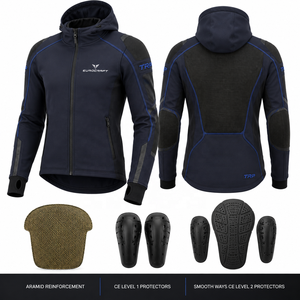 Sudadera con Capucha para Motocicleta, para Hombre, de Tela Reflectante, Manga Larga, para Aventura, Invierno, con Protectores de Nivel 2 CE, Impermeable - Product Image 4