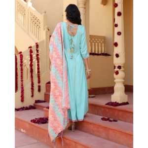 Conjunto de Traje de Gasa y Rayón Azul Cielo Talla XS para Mujer, Marca Ella - Product Image 2