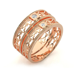 925 Sterling Silver Rose Gold Plated Heart <b>Couple</b> <b>Rings</b> - Product Image 2