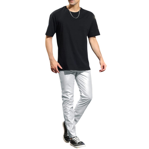 Fashion Men's Leather Pants Casual Trousers <b>Slim</b> Fit PU Leather Bottoms Comfortable Waist Durable Construction for Streetwear - Product Image 3