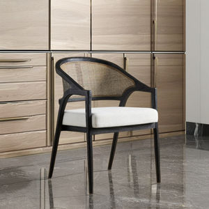 Modern Luxurious Hotel Dining <b>Chair</b> with Natural Rattan <b>Black</b> Finish for Home <b>Kitchen</b> Villa and Restaurant Use - Product Image 1