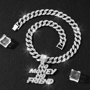 Collar Cubano con Colgante de Letras, Nuevo Modelo 2025, Plata de Ley, Bañado en Oro y Rodio, Joyería Hip Hop, Regalo de Aniversario, Unisex - Product Image 2