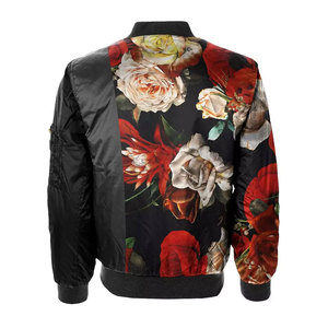 Blouson bomber imprimé floral pour femme, automne, matelassé, manches longues, fermeture éclair, tissu tissé 100% polyester - Product Image 3