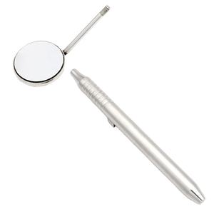 Juego de espejo y sonda dental plateados con agarre manual moleteado, instrumentos quirúrgicos Clase I Shuja Surgico - Product Image 1