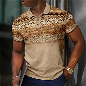 Men's Ethnic Tribal Pattern Polo <b>T</b> <b>Shirt</b> Short Sleeve Classic <b>Collar</b> Casual Fashion Comfortable Daily Wear <b>T</b> <b>Shirt</b> - Product Image 3