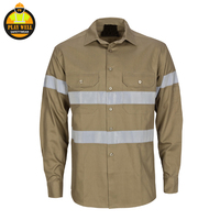 Chemise de travail pour homme à manches longues en polyester et coton, haute visibilité, imperméable, de sécurité, orange, pour la construction