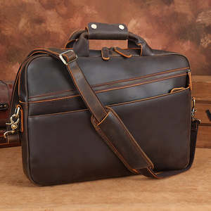 Maletín de Cuero de Grano Completo, Bolso Mensajero de Cuero Clásico, Maletín de Negocios para Viajes de Oficina y Uso Diario - Product Image 1