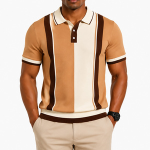 Camisa de Hombre de Manga Corta con Botones, Tejida en Poliéster, con Bloques de Color y Rayas, Casual, Transpirable, de Corte Regular, con Estampado de Secado Rápido - Product Image 4