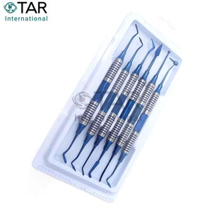 Ensemble professionnel de 6 spatules pour composites dentaires, tête plaquée titane, bleu, instruments de restauration médicale - Product Image 6