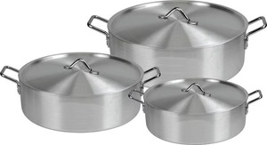 Stainless Steel Casserole <b>Pot</b> <b>Set</b> Round With Lid Durable Minimalist Design For All Stove Types Polished Finish - Product Image 6