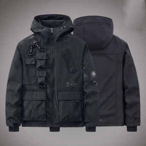 High Quality Waterproof Men's <b>Techwear</b> <b>Jacket</b> Tactical Streetwear Multi-Pocket Cyberpunk Cargo Hooded Windbreaker Utility Coat - Product Image 1