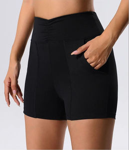 Nouvel ensemble de yoga tendance 2026 – Shorts de yoga haute compression en Spandex/Nylon couleur unie avec contrôle du ventre, respirant pour femme - Product Image 5
