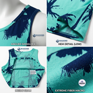 WASONS INTERNATIONAL Débardeur pour homme, imprimé palmiers, séchage rapide, col rond, style décontracté, 100 % polyester, impression par sublimation - Product Image 2