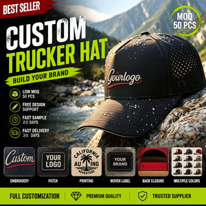 Custom Logo 5 Panel Baseball <b>Cap</b> Breathable <b>Waterproof</b> Perforated Sports Hat Adjustable Unisex Outdoor Trucker <b>Cap</b> - Product Image 1