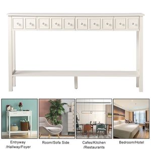 Long White Narrow Entryway <b>Console</b> <b>Table</b> with Different Sizes Drawers and Bottom Shelf 71522742 Code <b>Storage</b> Sof <b>Console</b> - Product Image 4