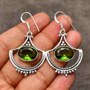 Pendientes de peridoto hechos a mano, joyería de piedras preciosas de plata de ley 925, regalo elegante para mujeres y niñas, accesorios de moda - Product Image 2