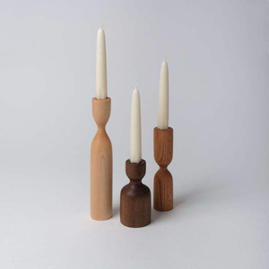 Porte-bougies en bois de manguier sculpté à la main - Style moderne - Décoration de Noël pour le salon et la cuisine - Product Image 1