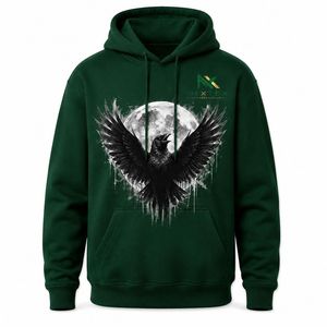 Sweat-shirt à capuche personnalisé avec imprimé corbeau et lune gothique pour homme, style streetwear esthétique sombre - Product Image 5