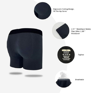 Sous-vêtements pour homme en coton 100% noir uni, respirants, avec logo personnalisé imprimé sur la ceinture, au meilleur prix - Product Image 4