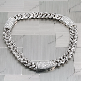 20MM 19" Sterling <b>Silver</b> Gold Plated Cuban Link Chain <b>Necklaces</b> Two Tone VVS Moissanite GRA Certified Factory Wholesale Hip Hop - Product Image 3