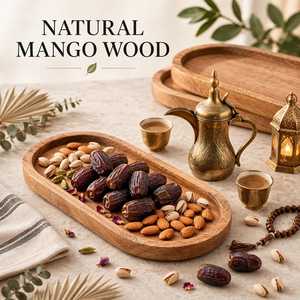 Bandeja de Servir Ovalada de Madera de Mango, Ecológica y Duradera, Diseño Minimalista, Acabado Liso, Apta para Alimentos, para Charcutería y Frutas - Product Image 6