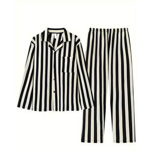 Nuevos Pijamas de Manga Larga para Hombre para Primavera y Otoño, Diseño a Rayas, Fáciles de Usar, Ideales para el Hogar y Uso Casual - Product Image 1